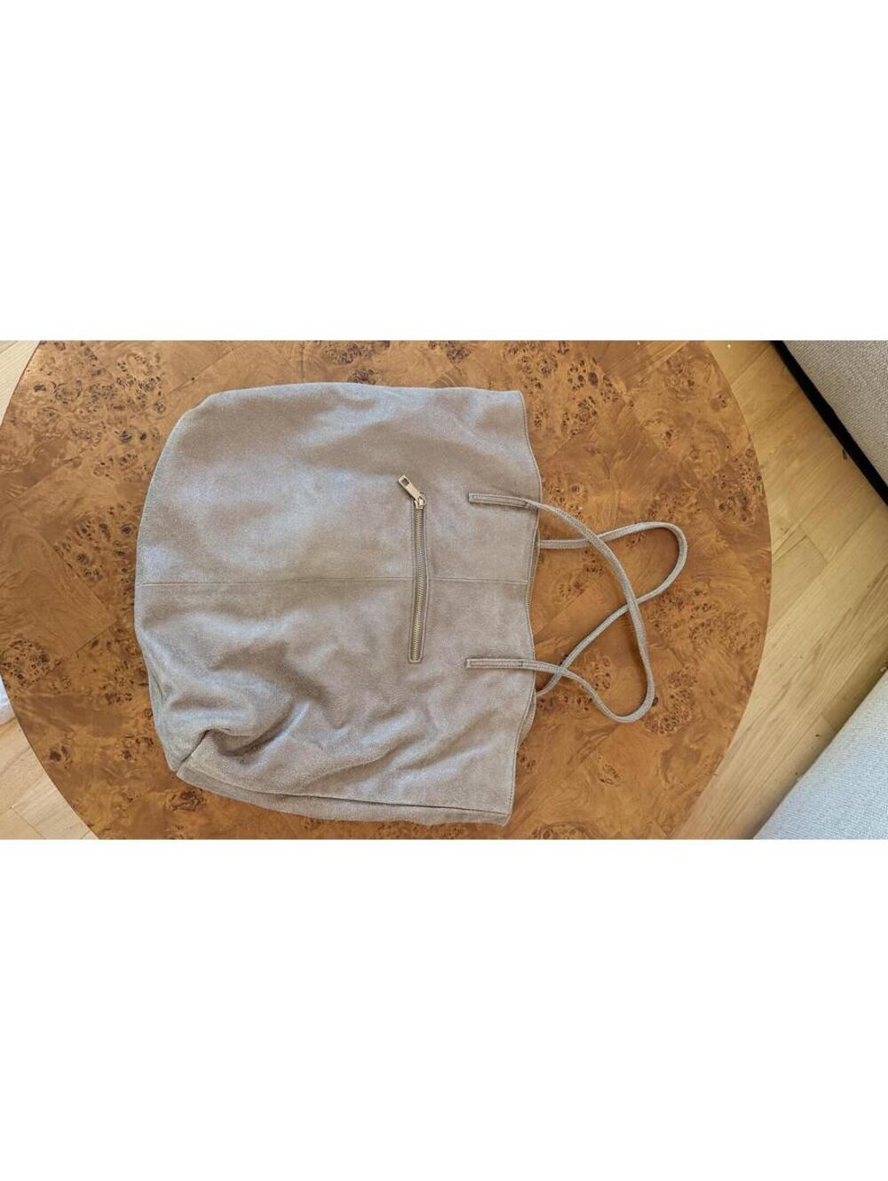 Sondra Roberts Gray Suede-Look Tote Bag with Zip Pocket